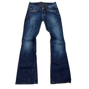 Guess Premium Jeans Women's 24 Blue Dark Wash Low Rise Flare Leg Skinny Classic